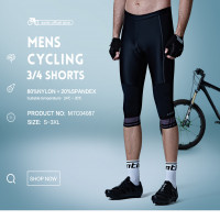 celana Santic Men Cycling 3/4 Padded Shorts Coolmax 4D Pad Shockproof Covering Knee Anti-pilling Biking Short Pants M7C04087