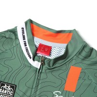 Jersey sepeda pria lengan panjang Santic Braud Green Men Cycling Jersey Long Sleeve