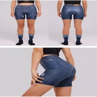 Celana padding pendek celana sepeda wanita motif jeans padding WL1C05135