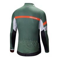 Jersey sepeda pria lengan panjang Santic Braud Green Men Cycling Jersey Long Sleeve